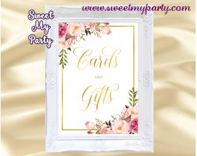 Floral Cards and gifts sign printable, Blush Cards and gifts sign,(31g)